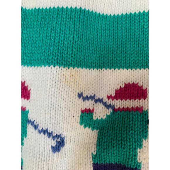 Vintage JeanBell Hand Loomed Knit Cardigan Golf Theme Small Medium - Picture 7 of 7